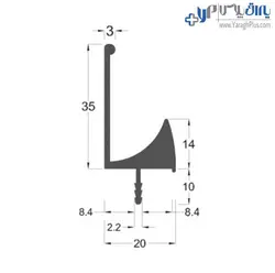 دستگیره شاخه ای پروفیلی لام فرم 480 سانتیمتری فانتونی - یراق پلاس | فروشگاه آنلاین
