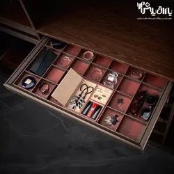 سینی مشبک چرمی ریلی داخل کمد لباس رنگ موکا قرمز فرنچ استایل فانتونی - یراق پلاس | فروشگاه آنلاین