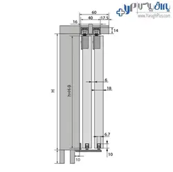 مکانیزم آویز تاپ لاین سبک سقفی دو درب بدون پروفیل ریل کف جهت درب های چوبی فانتونی - یراق پلاس | فروشگاه آنلاین