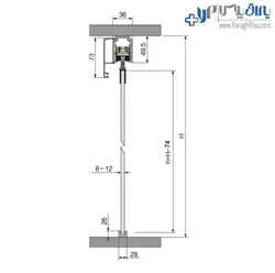 مکانیزم آویز تاپ لاین تک درب شیشه بدون پروفیل کف با عرض درب حداکثر 120 سانتیمتر فانتونی - یراق پلاس | فروشگاه آنلاین