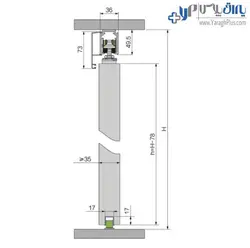 مکانیزم آویز تاپ لاین تک درب چوبی بدون پروفیل کف با عرض درب حداکثر 120 سانتیمتر فانتونی - یراق پلاس | فروشگاه آنلاین