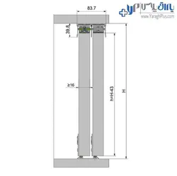 مکانیزم تاپ لاین دو درب توکار با عرض حداکثر 240 سانتیمتر فانتونی - یراق پلاس | فروشگاه آنلاین