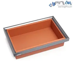 سبد چرمی ریلی داخل کمد لباس رنگ طوسی نارنجی فرنچ استایل فانتونی - یراق پلاس | فروشگاه آنلاین