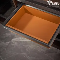 سبد چرمی ریلی داخل کمد لباس رنگ طوسی نارنجی فرنچ استایل فانتونی - یراق پلاس | فروشگاه آنلاین