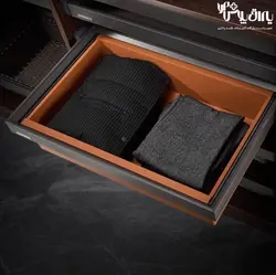 سبد چرمی ریلی داخل کمد لباس رنگ طوسی نارنجی فرنچ استایل فانتونی - یراق پلاس | فروشگاه آنلاین