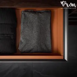 سبد چرمی ریلی داخل کمد لباس رنگ طوسی نارنجی فرنچ استایل فانتونی - یراق پلاس | فروشگاه آنلاین