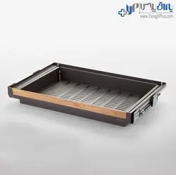 سبد ریلی کشویی فلزی داخل کمد لباس با فرانت چوب قابل رگلاژ آرام بند یونی هاپر - یراق پلاس | فروشگاه آنلاین