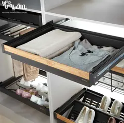 سبد ریلی کشویی فلزی داخل کمد لباس با فرانت چوب قابل رگلاژ آرام بند یونی هاپر - یراق پلاس | فروشگاه آنلاین