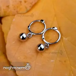گوشواره گوی آویز نقره با عیار 925 و روکش طلا سفید کدمحصول 00101103