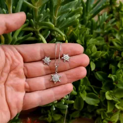 نیمست دانه برف نقره به همراه زنجیر ایتالیایی با عیار 925 کد 00072601