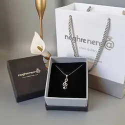 گردنبند کلید سل چنگ نقره با عیار 925 کد 00042601