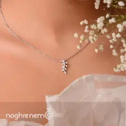 نیمست نقره شاخه با برگ های نگین دار عیار 925