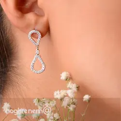 نیم ست نقره اشکی دوبل دور نگین با عیار 925 کد00401204
