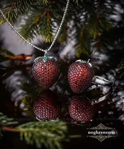 نیم ست نقره توت فرنگی