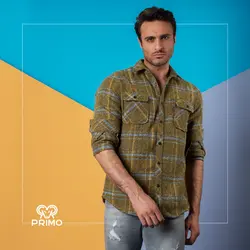 پیراهن پشمی مردانه مدل آستین بلند ضخیم چهارخانه 237702