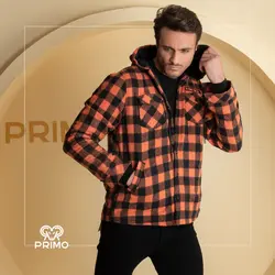 کاپشن پشمی مردانه مدل چهارخانه داخل خزدار 803303