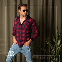 پیراهن پشمی مردانه مدل آستین بلند کلاهدار 236201