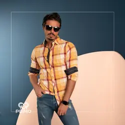 پیراهن پنبه مردانه مدل آستین بلند چهارخانه 236108