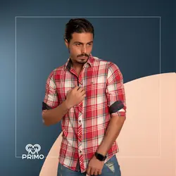 پیراهن پنبه مردانه مدل آستین بلند چهارخانه 236101