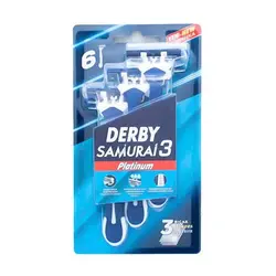 خود تراش مردانه دربی مدل Samurai 3 Platinum بسته 6 عددی