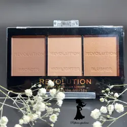 پالت سه کاره رژگونه , هایلایتر و برنزر رولوشن مدل Ultra Fair C01