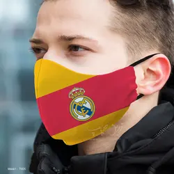 ماسک 3 لایه با قابلیت تعویض فیلتر طرح رئال مادرید T005