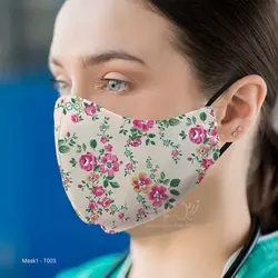 ماسک 3 لایه با قابلیت تعویض فیلتر طرح گل T003