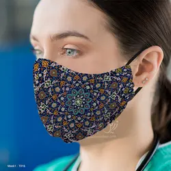 ماسک 3 لایه با قابلیت تعویض فیلتر طرح کاشی سنتی T016