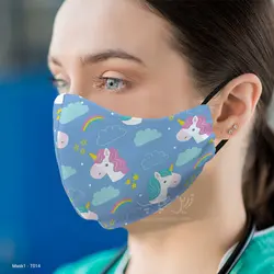 ماسک 3 لایه با قابلیت تعویض فیلتر طرح یونیکورن T014