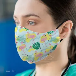 ماسک 3 لایه با قابلیت تعویض فیلتر طرح فلامینگو T011