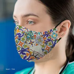 ماسک 3 لایه با قابلیت تعویض فیلتر طرح کاشی کاری مدل T046