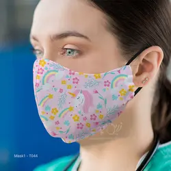 ماسک 3 لایه با قابلیت تعویض فیلتر طرح یونیکورن مدل T044