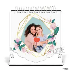 تقویم رومیزی پارچه‌ای ۵ و ۱۳ برگی با پایه MDF مدل TR105