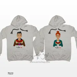 ست دو نفره سویشرت آستین بلند کلاه‌دار (هودی) طرح یلدا T025