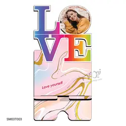 استند موبایل MDF طرح LOVE مدل SM03T03