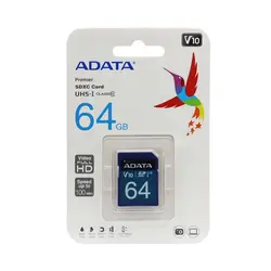 کارت حافظه اس دی 64 گیگ ای دیتا ADATA Premier V10 UHS-I 100MB/s