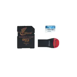 کارت حافظه ۱۲۸ گیگ ویکومن Vicco Man Final 633x U3 C10 100MB/s با خشاب + رم ریدر