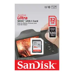 کارت حافظه اس دی سن دیسک 32 گیگ SanDisk Ultra 120MB/s