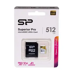 کارت حافظه میکرو سیلیکون پاور 512 گیگ silicon power Superior Pro با آداپتور