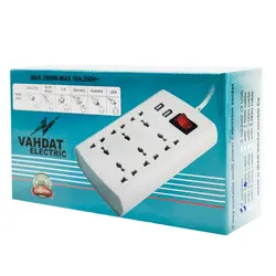 چند راهی ۶ خانه بدون ارت وحدت الکتریک MK با کابل ۱٫۶ متری