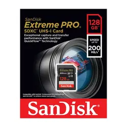 کارت حافظه اس دی سن دیسک 128 گیگ SanDisk Extreme PRO 200MB/s