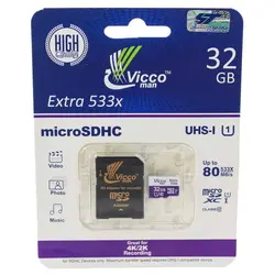 کارت حافظه میکرو ۳۲ گیگ ویکومن Vicco Extra U1 80MB/s با خشاب