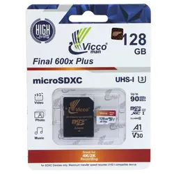 کارت حافظه ۱۲۸ گیگ ویکومن Vicco Final 600x Plus U3 90MB/s + خشاب