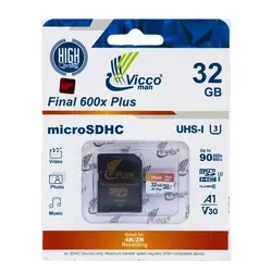 کارت حافظه میکرو ۳۲ گیگ ویکومن Vicco Final U3 90MB/s همراه با آداپتور SD