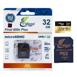 کارت حافظه میکرو ۳۲ گیگ ویکومن Vicco Final U3 90MB/s همراه با آداپتور SD