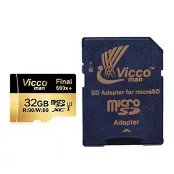 کارت حافظه میکرو ۳۲ گیگ ویکومن Vicco Final U3 90MB/s همراه با آداپتور SD