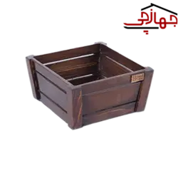 سبد سبزی مربع تمام چوب (قهوه‌ایی)