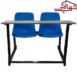 صندلی مدرسه‌ای LX دو نفره متصل با نیمکت با جاکتابی بنیزان کد TS 402 A