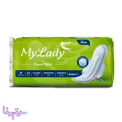 ویژگی،قیمت و خرید نوار بهداشتی بالدار مای لیدی مدل Classic Green سایز متوسط بسته 10 عددی