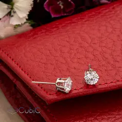 گوشواره میخی تک نگین کوبیک QE-60938